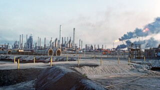 Saudi Arabia. Ras Tanura oil Refinery.It is the HQ of Saudi Aramco the American co, set up at the time of King Abdul Aziz(1938)
