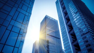 Architectural landscape of commercial building in central town