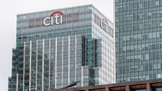 Citi building, Canary Wharf, London, one of the city's two financial centres.