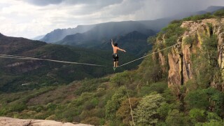 Adobe, slackline, tightrope, LatAm, Mexico, balancing act, balance, 575