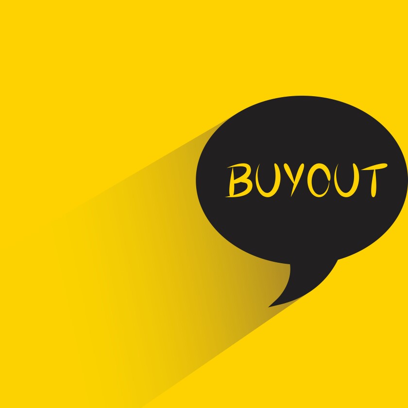 speech bubble yellow background with buyout word