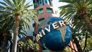A logo sign outside of the headquarters of Universal Music Group in Santa Monica, California on September 15, 2018. Subsidiary record labels include D