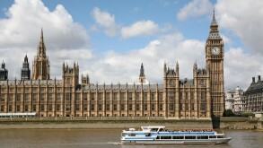 London, Parliament Building view from Thames River
