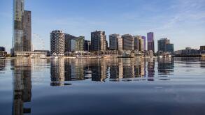 Melbourne Australia : Modern Melbourne apartments architecture in Docklands Melbourne.