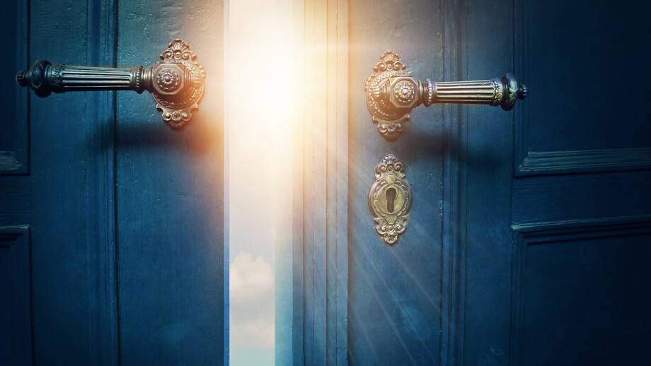 Open blue door