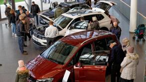 Wolfsburg, Lower Saxony, December 17 2017: Exhibition of new cars in the Autostadt of Volkswagen