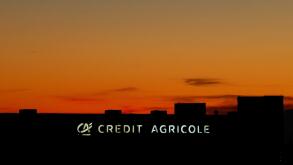 The logo of Credit Agricole is seen on a bank branch in Lausanne, Switzerland, October 16, 2017. REUTERS/Denis Balibouse