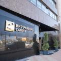 Findikli, Istanbul, Turkey - 02.26.2021: entrance of BNP Paribas Cardif Hotel near coast road