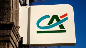 Credit Agricole bank sign, France