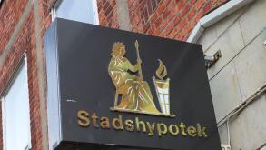 Eskilstuna, Sweden - August 11, 2021: The Stadshypotek bank logo, a brand of the Handelsbanken group..