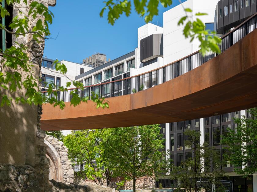 The newly reinstated St Alphage High Walk, on London Wall, near the Barbican in the City of London