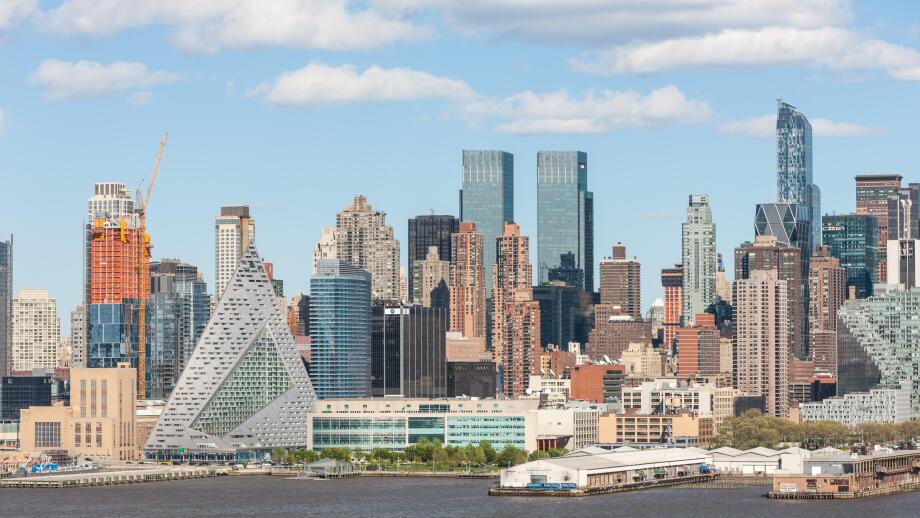 Part of the mid-town skyline, including new development on West 57th street, in New York City.