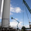 Wind turbine components lay in the Port of Nigg awaiting loading onto the ship that will take them out to Ocean Winds? Moray West offshore wind project to be constructed, in Port of Nigg, Scotland, on 27 June 2024. 
Moray West offshore wind farm:
?