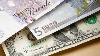 Pound sterling Euro and Dollar money
