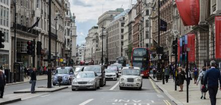Piccadilly in Central London, England, UK
