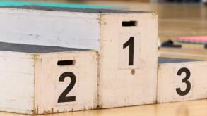 Podium for winner, success in sport activity