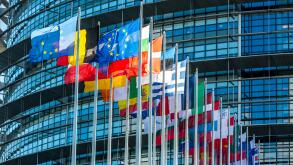 Building of the European Parliament in Strasbourg, Alsace, France,