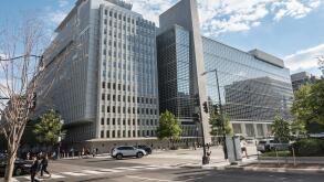 World Bank Headquarters Building, Washington, DC.  Bank's two stated goals are to end extreme poverty, and promote shared prosperity in a sustainable