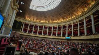 Paris, France. 14th Jan, 2025. French Prime Minister Francois Bayrou delivers his general policy speech at the National Assembly in Paris, France, on Jan. 14, 2025. Bayrou said Tuesday his government will focus on stability, dialogue and profound reforms,