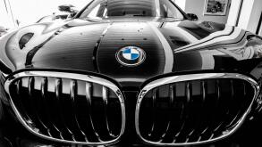 Lviv, Ukraine - August 6, 2020:BMW emblem on a bmw car