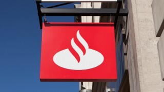 Santander bank sign, UK
