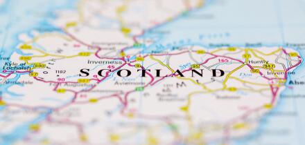 Scotland and surrounding areas Shown on a Geography map or road map
