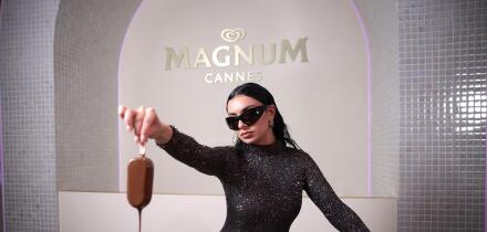 EDITORIAL USE ONLY Charli XCX at the Dipping Bar experience at the Magnum Wherever Pleasure Takes You party in Cannes, France. Picture date: Thursday May 16, 2024. Magnum ice cream is partnering with global award-winner and Grammy-nominated Australian sin