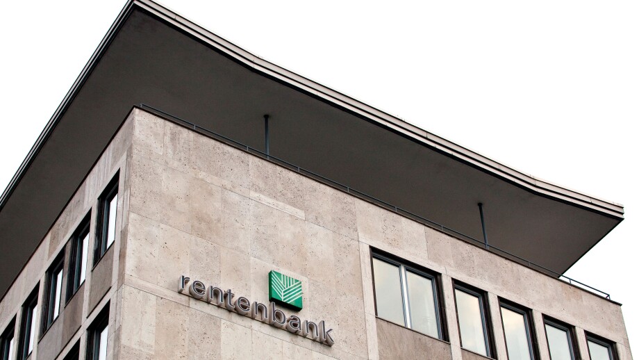 Logo of the Landwirtschaftliche Rentenbank, agricultural mortgage bank, on the headquarters' facade, Frankfurt am Main, Hesse