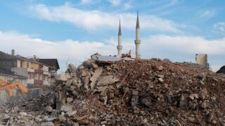Earthquake in Turkey. Ruined houses after a massive earthquake in Turkey.