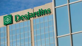 A logo sign outside of a facility occupied by The Desjardins Group in Mississauga, Ontario, Canada, on April 15, 2017.