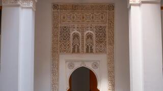 Morocco: Entrance to a student dormitory, Ben Youssef Madrasa (Medersa Ben Youssef), Medina of Marrakesh, Marrakesh. The Saadian Dynasty sultan, Abdallah al-Ghalib Billah (1517 - 1574), built the madrasa in 1565 (972 AH). It was once the largest Islamic c