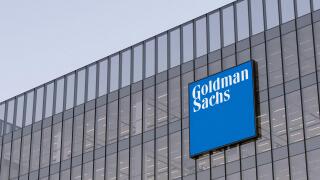 New York, NY, USA. May 2, 2022. Editorial Use Only, 3D CGI. Goldman Sachs Signage Logo on Top of Glass Building. Workplace of Investment Banking Compa