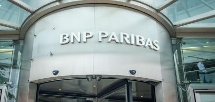 LONDON- JULY 27, 2023: BNP Paribas bank in London-  French international banking group
