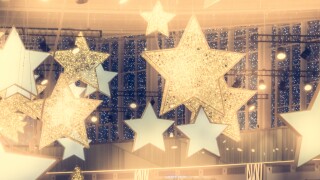 Stars shape show celebrity background  with spotlights soffits