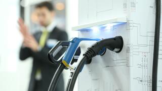 Hanover, Germany. 24th Apr, 2017. "Cito", a charging station for electronic cars from EBG compleo can be seen during the opening rounds at the Hanover Fair 2017 in Hanover, Germany, 24 April 2017. The world's biggest industry trade fair will see some 6500