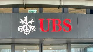Geneva, Switzerland - Jan 12 2023: UBS bank logo in Geneva. UBS Group AG is a multinational investment bank and financial services company.