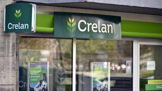 Liege, Belgium. 10th Apr, 2024. Illustration shows the logo of Crelan bank on a Crelan agency in Liege, Wednesday 10 April 2024. BELGA PHOTO ERIC LALMAND Credit: Belga News Agency/Alamy Live News