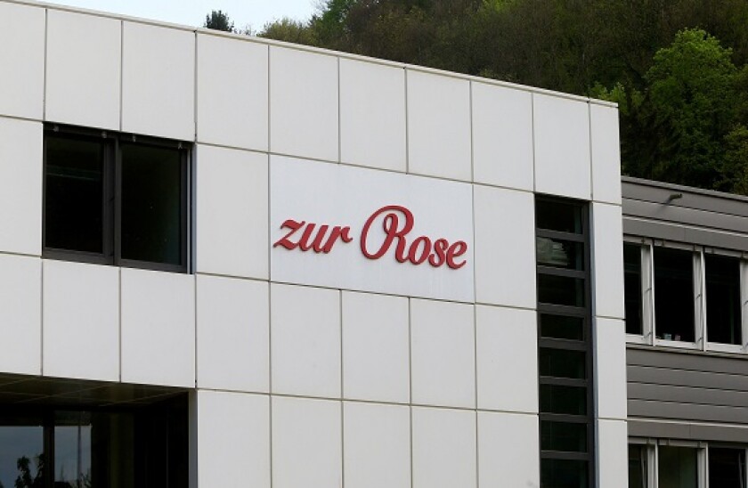 The logo of Swiss-based mail-order pharmacy and medical supplier Zur Rose Group is seen at the company's headquarters in Frauenfeld, Switzerland May 9, 2017. REUTERS/Arnd Wiegmann