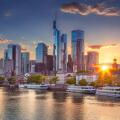 Frankfurt am Main, Germany. Cityscape image of Frankfurt am Main skyline at beautiful sunset.