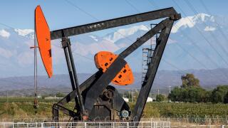 A pumpjack belonging to Argentinian oil company YPF is seen in the Uco valley near San Juan.