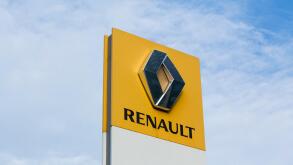 A logo sign outside of an Renault vehicle dealership in Amsterdam, Netherlands on October 3, 2015.