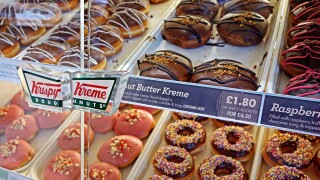 Krispy Kreme doughnuts on display