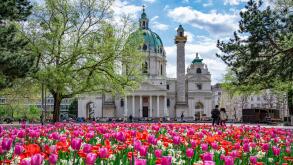St. Charles Church in spring in Vienna, Austria