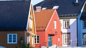 Red wooden building in Arendal norway
