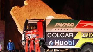 521 Silva Pato (arg), Navarro Pau (spa), Banfi Carlos Mel (arg), Puma Energy Rallyteam, Man TGA, T5 FIA Camion, action during the Podium Start of the Dakar Rally 2022, on January 1st 2022 in Hail, Saudi Arabia - Photo Julien Delfosse / DPPI