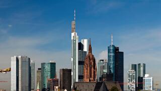 Frankfurt skyline with skyscrapers, Frankfurt, Hessen, Germany