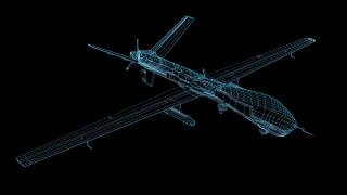 wireframe 3d render of military drone or UAV