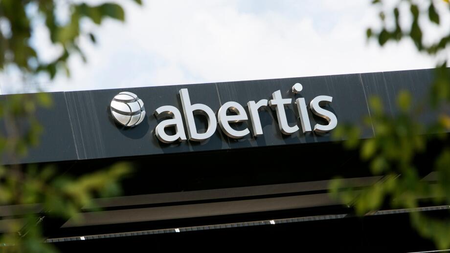 A logo sign outside of the headquarters of Abertis Infraestructuras in Barcelona, Spain on August 24, 2017.