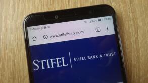Stifel bank website (www.stifelbank.com) displayed on smartphone