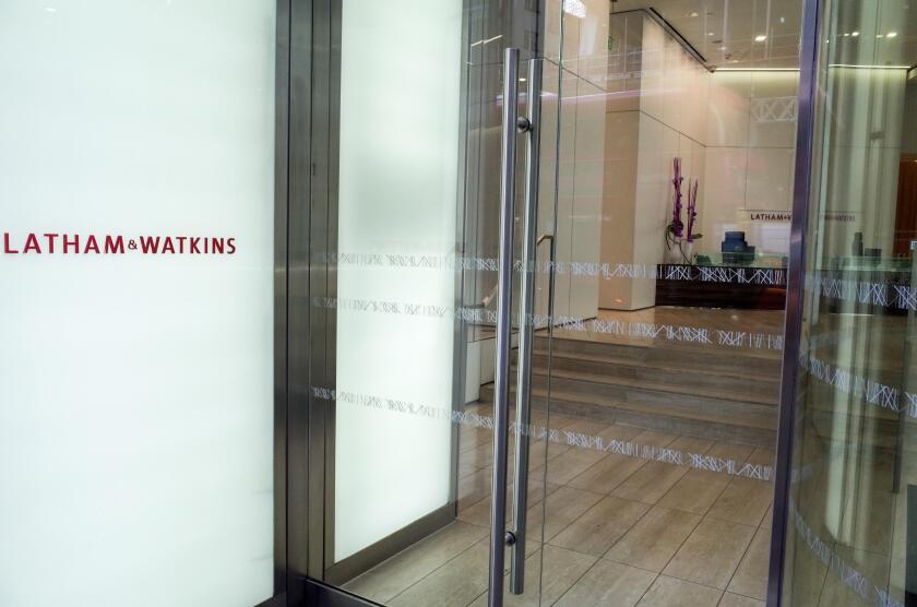 Latham & Watkins - Entrance to the Latham and Watkins Law Firm in the City of London Financial District